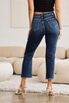 RFM Full Size Tummy Control Distressed High Waist Raw Hem Jeans - Maple Row Boutique 