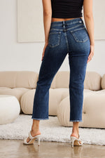 RFM Full Size Tummy Control Distressed High Waist Raw Hem Jeans - Maple Row Boutique 