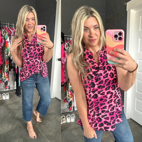 Lizzy Tank Top in Pink Multi Leopard - Maple Row Boutique 