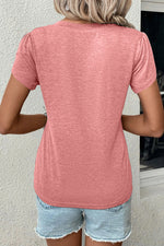 V-Neck Petal Sleeve T-Shirt - Maple Row Boutique 