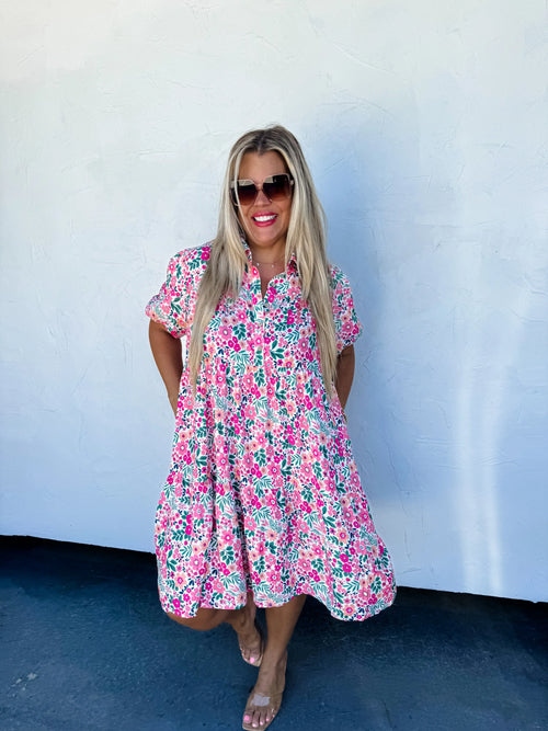 PREORDER: Summer Blooms Floral Dress in Two Colors - Maple Row Boutique 