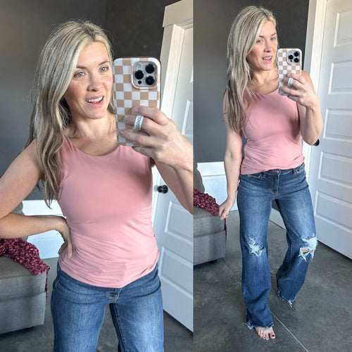 Scoop Neck Sleeveless Top In Pink Fusion - Maple Row Boutique 