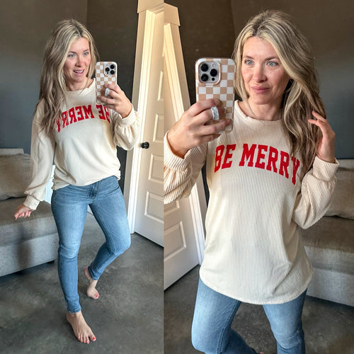 Be Merry Corded Pullover - Maple Row Boutique 