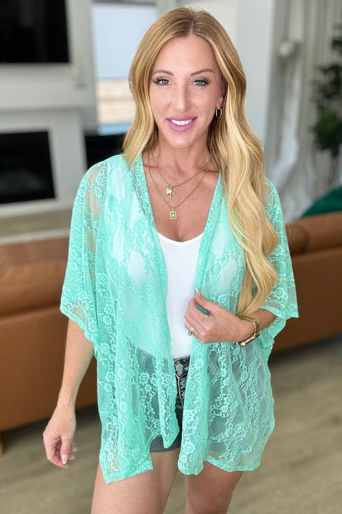 Good Days Ahead Lace Kimono In Mint - Maple Row Boutique 