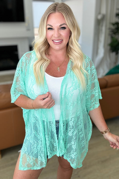 Good Days Ahead Lace Kimono In Mint - Maple Row Boutique 