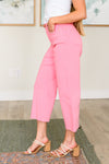 Lisa High Rise Control Top Wide Leg Crop Jeans in Pink - Maple Row Boutique 