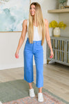 Lisa High Rise Control Top Wide Leg Crop Jeans in Sky Blue - Maple Row Boutique 