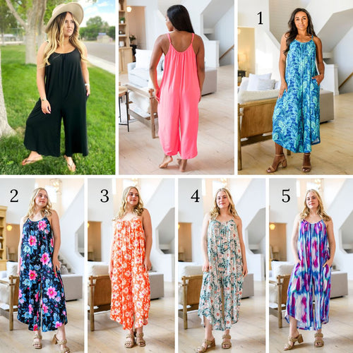 PREORDER: Relaxed Fit Jumpsuit in Assorted Prints - Maple Row Boutique 
