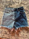 Risen Two Tone Denim Shorts - Maple Row Boutique 