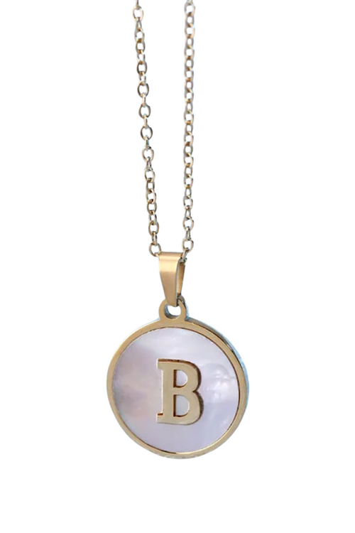 Gold Pearl Initial Necklace B - Maple Row Boutique 