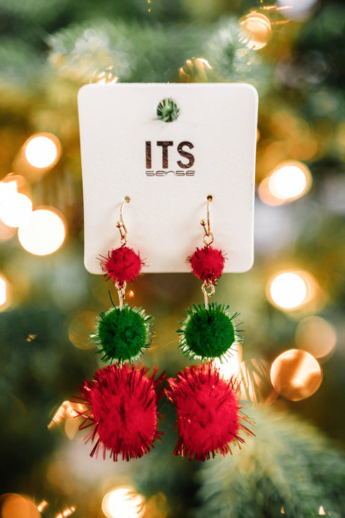11.24 Pom Pom Earrings In Christmas Day 11.24 - Maple Row Boutique 