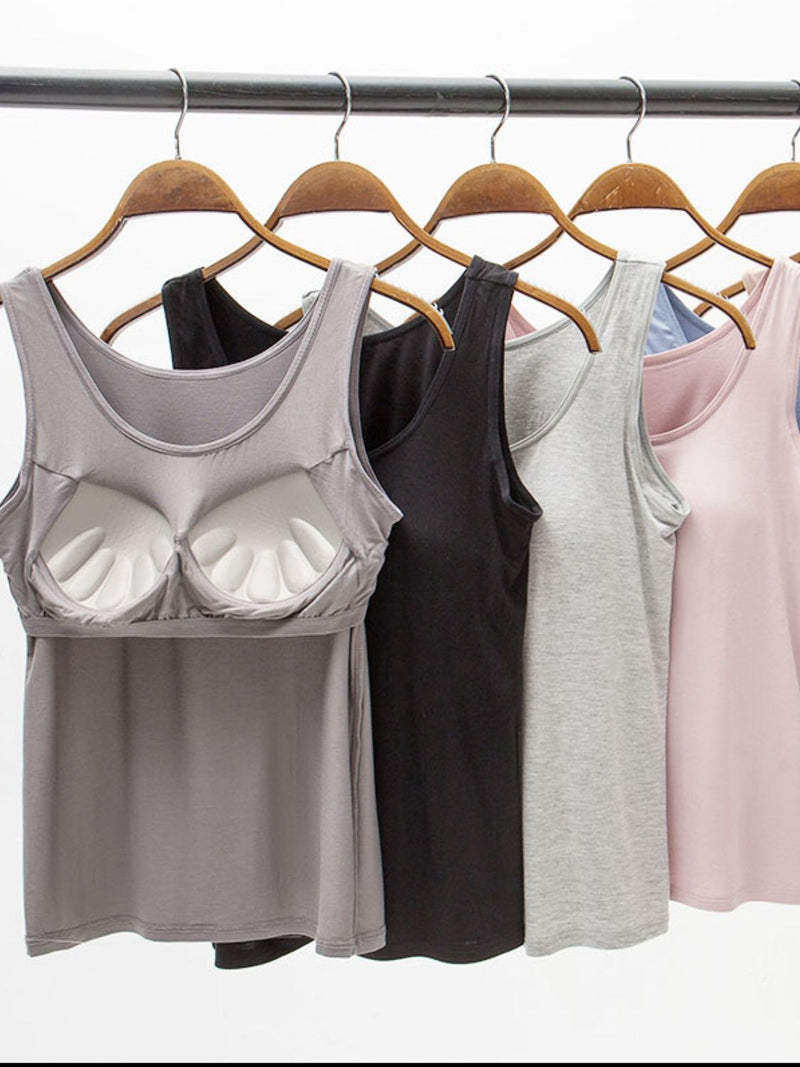 Full Size Wide Strap Modal Tank with Bra - Maple Row Boutique 