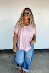PREORDER: Joey V-Neck Washed Cotton Boyfriend Tee - Maple Row Boutique