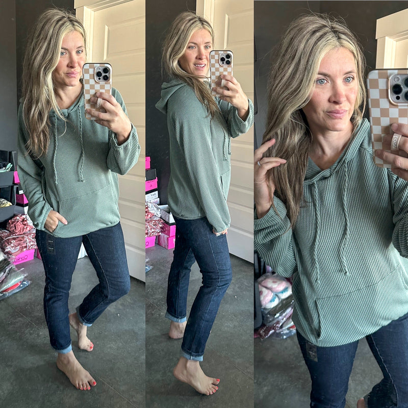 Aqua Corded Hoodie - Maple Row Boutique 