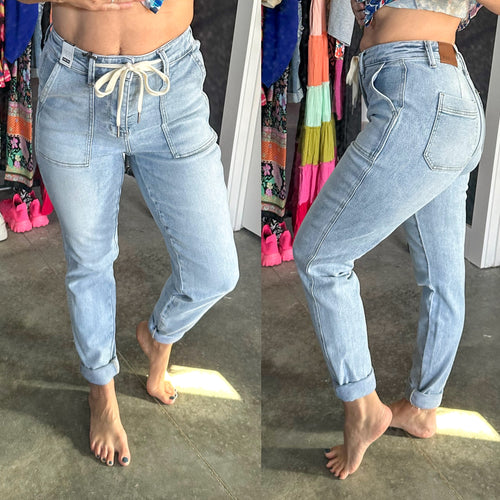 Cooper High Rise Vintage Denim Jogger - Maple Row Boutique 