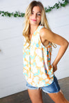 Tangerine Floral Banded V Neck Sleeveless Top - Maple Row Boutique 