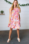 Multicolor Geometric Midi Flutter Sleeve Dress - Maple Row Boutique 