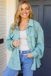 Casual Savvy Sage Cable Knit Button Down Shacket - Maple Row Boutique 