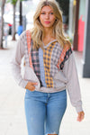 Oatmeal Multi-Plaid French Terry Pocketed Hoodie - Maple Row Boutique 