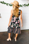 Black Floral Fit & Flare Sleeveless Midi Dress - Maple Row Boutique 