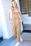 Weekend Ready Camel Knot Strap Relaxed Fit Overalls - Maple Row Boutique 