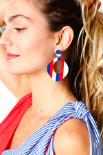Americana Resin Oval Dangle Earrings - Maple Row Boutique 