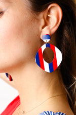 Americana Resin Oval Dangle Earrings - Maple Row Boutique 