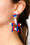 Americana Resin Star Dangle Earrings - Maple Row Boutique 