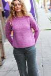 Sweet Lavender Mélange Round Neck Knit Sweater - Maple Row Boutique 