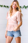 Taupe Crinkle Embroidered Smocked Babydoll Top - Maple Row Boutique 