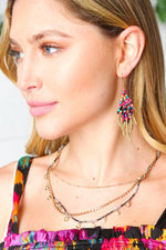 Multicolor Retro Boho Beaded Tassel Earrings - Maple Row Boutique 