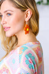 Creamsicle Handwoven Straw Flower Dangle Earrings - Maple Row Boutique 