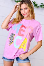 Hot Pink America Graphic Tee - Maple Row Boutique 