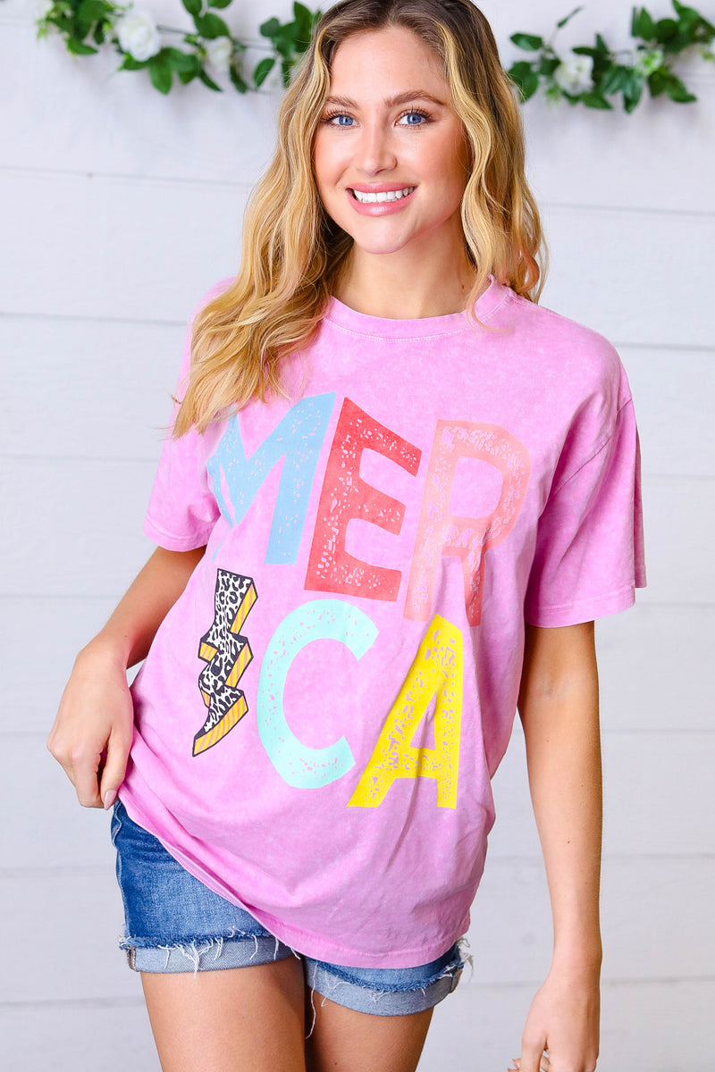 Hot Pink America Graphic Tee - Maple Row Boutique 