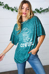 Emerald Cotton Blend COWGIRL Graphic Tee - Maple Row Boutique 