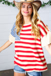American Flag Jacquard Knit Sweater Top - Maple Row Boutique 