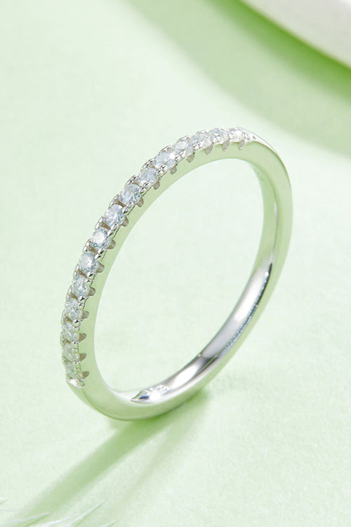 Moissanite Platinum-Plated Half-Eternity Ring - Maple Row Boutique 