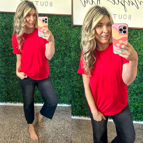 Round Neck Short Sleeve T-Shirt - Maple Row Boutique 