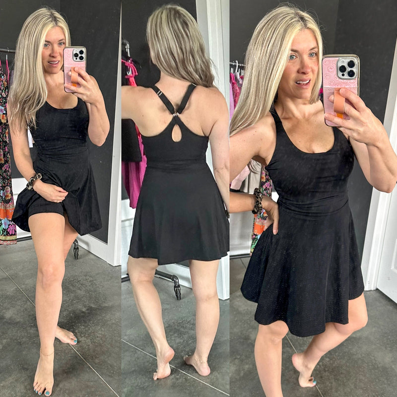 Hop, Skip and a Jump Dress with Shorts Set in Black - Maple Row Boutique 