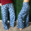 Checkered Wide Leg Jeans with Pockets - Maple Row Boutique 