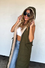 PREORDER: Reversible Sherpa Puffer Vest - Maple Row Boutique