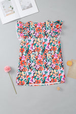 Ruffled Printed V-Neck Cap Sleeve Blouse - Maple Row Boutique 