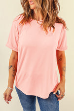 Round Neck Short Sleeve T-Shirt - Maple Row Boutique 