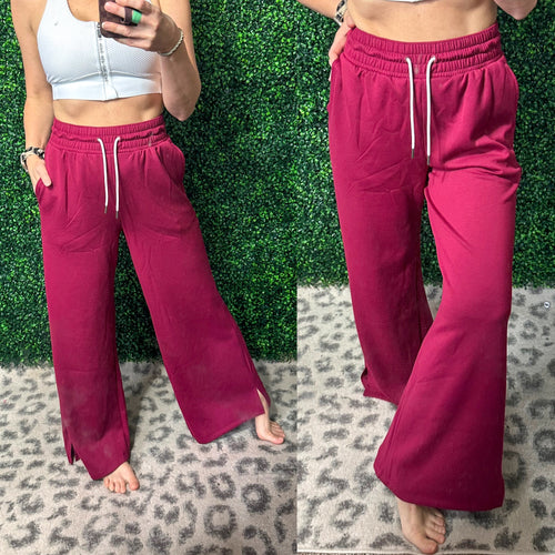 Burgundy Lounge Pants - Maple Row Boutique