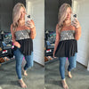 Color Block Tiered Babydoll Top In Leopard Blush - Maple Row Boutique 