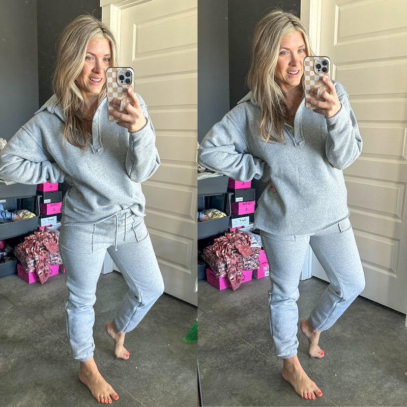 Ultra Soft Collared Pullover In Heathered Grey - Maple Row Boutique 