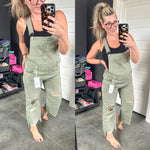 Risen High Rise Distressed Straight Overalls - Maple Row Boutique 