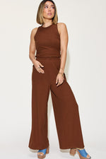 Basic Bae Full Size Ribbed Tank and Wide Leg Pants Set - Maple Row Boutique 