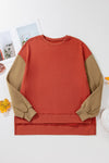 Contrast Round Neck Long Sleeve Sweatshirt - Maple Row Boutique 