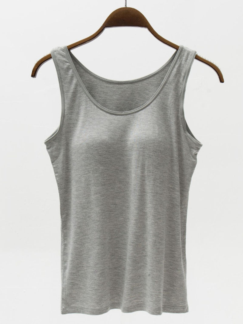 Full Size Wide Strap Modal Tank with Bra - Maple Row Boutique 